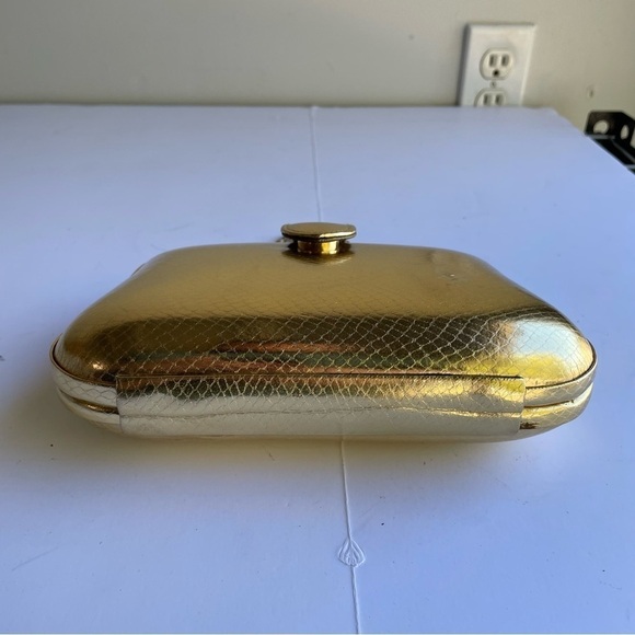 Andre Cellini Vintage Mini metallic hardcover evening handbag gold shoulder bag - Picture 4 of 15